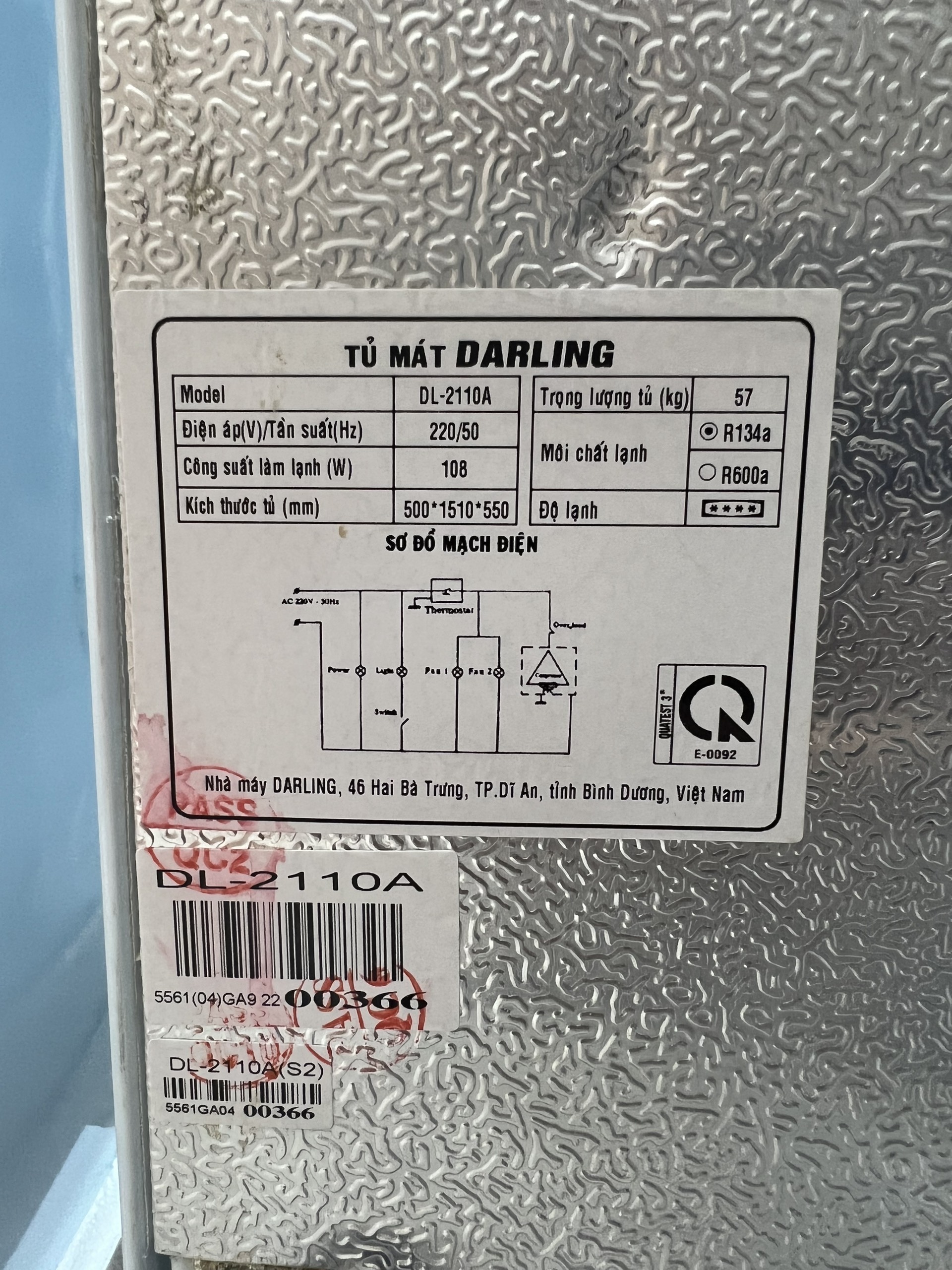 Tủ Mát Darling DL-2110A (210L) - Hàng Chính Hãng