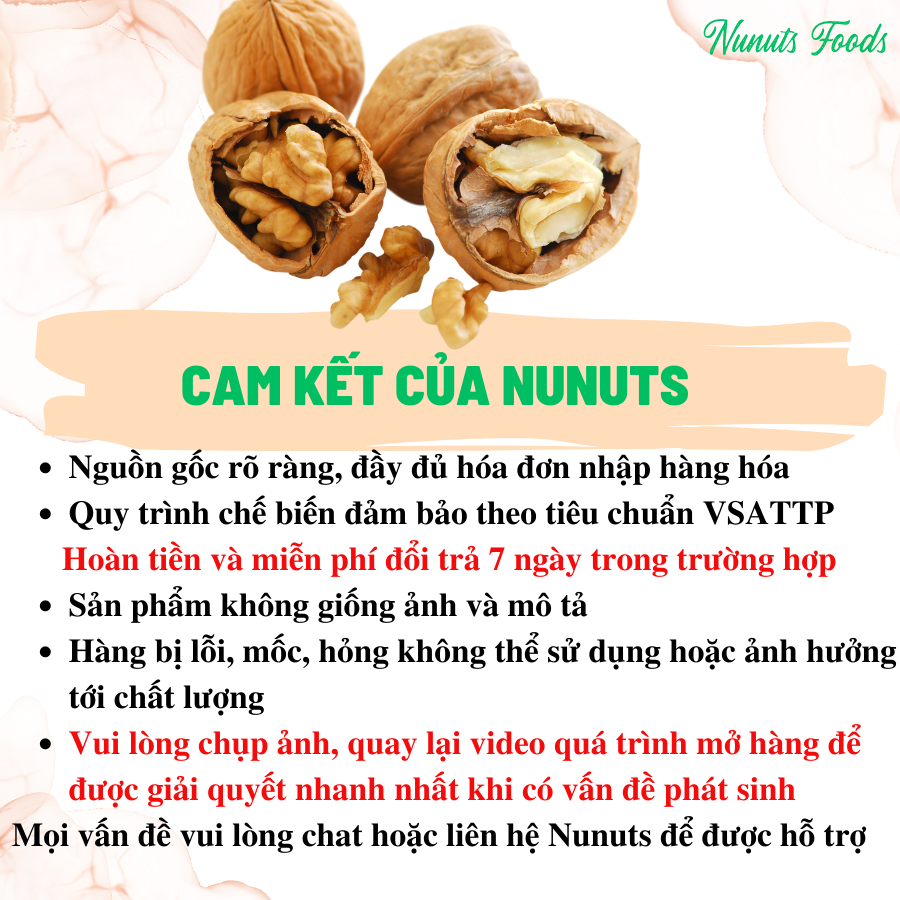Mix hạt dinh dưỡng gồm 2 loại óc chó đã tách vỏ Mỹ có loại làm sữa, sấy giòn và nướng mật ong Nunuts