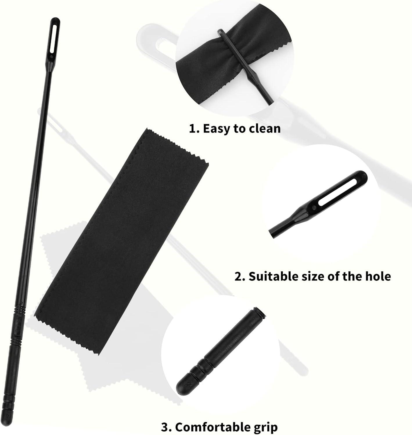 Bộ dụng cụ làm sạch sáo Stick Cleaning Stick bằng vải để làm sạch sáo (màu đen)