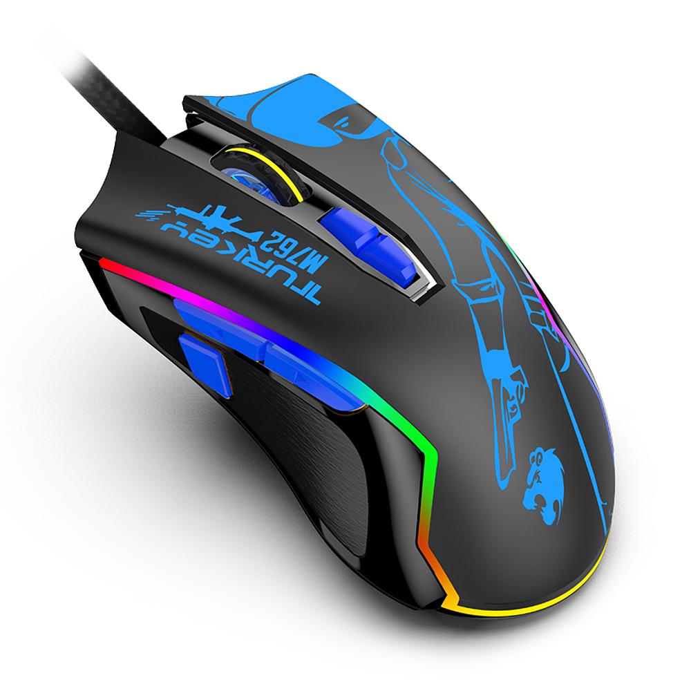 Chuột chơi game có dây RGB Ergonomic 8 nút có thể lập trình 800/100/1600/2400/400/600DPI / RGB Light