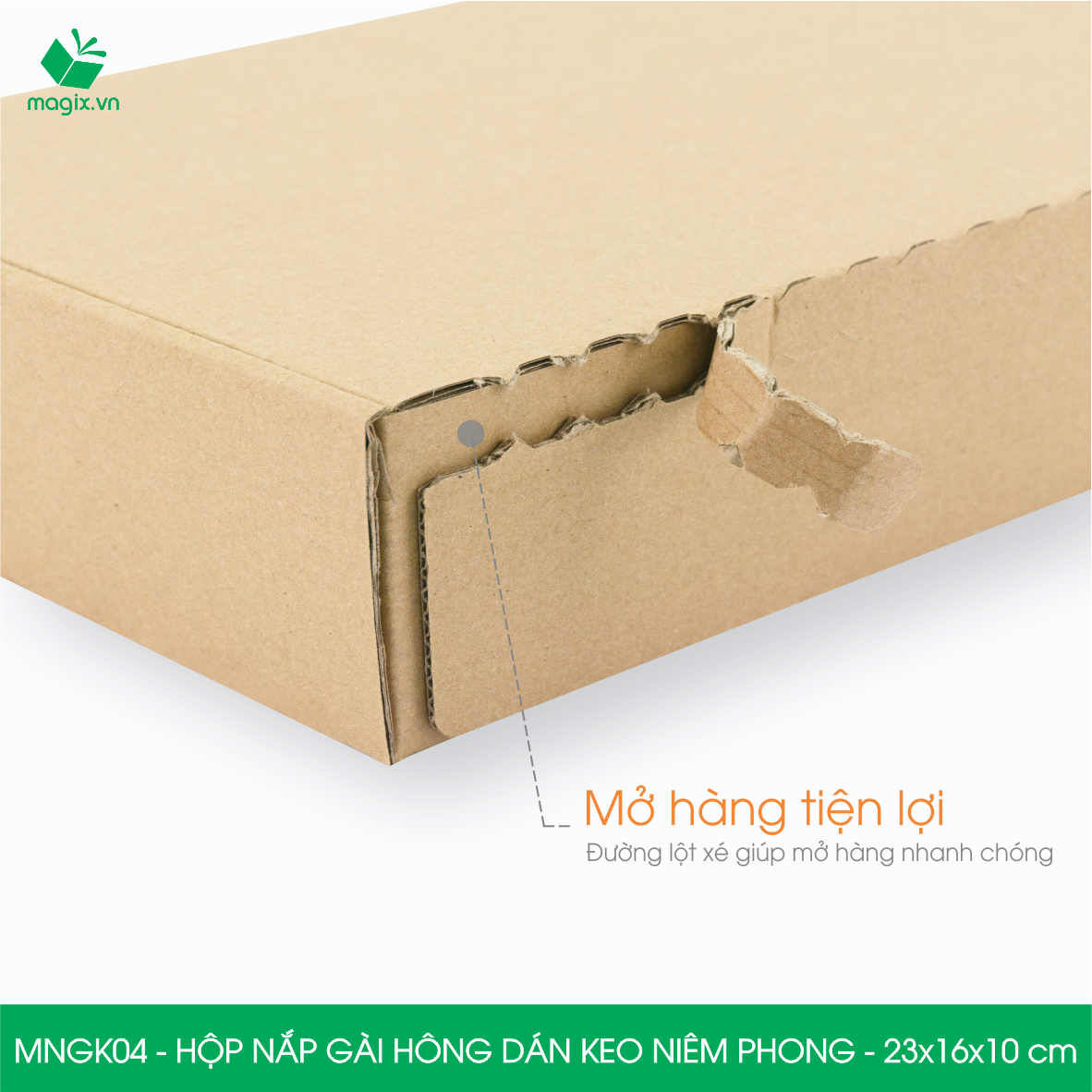 MNGK04 - 23x16x10cm - COMBO 100 HỘP CARTON NẮP GÀI HÔNG CÓ KEO NIÊM PHONG - THÙNG HỘP CARTON ĐÓNG HÀNG