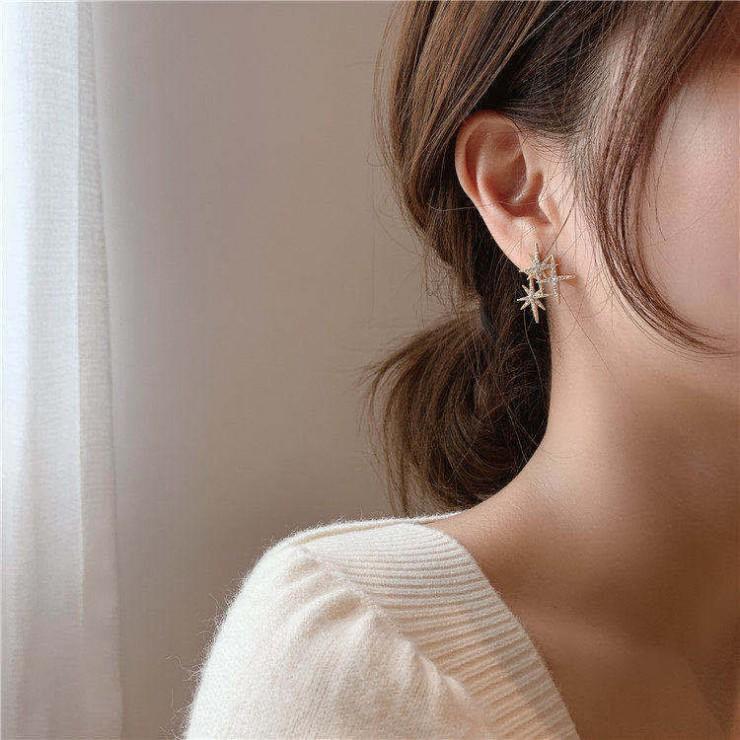 Đôi Bông Tai Hình Ngôi Sao Đính Đá Thời Trang Cho Nữ