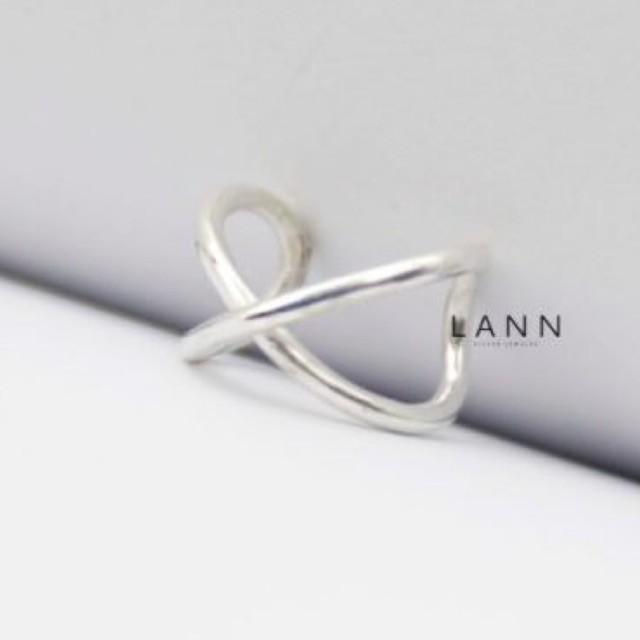 Khuyên kẹp vành chữ X S925 LANN