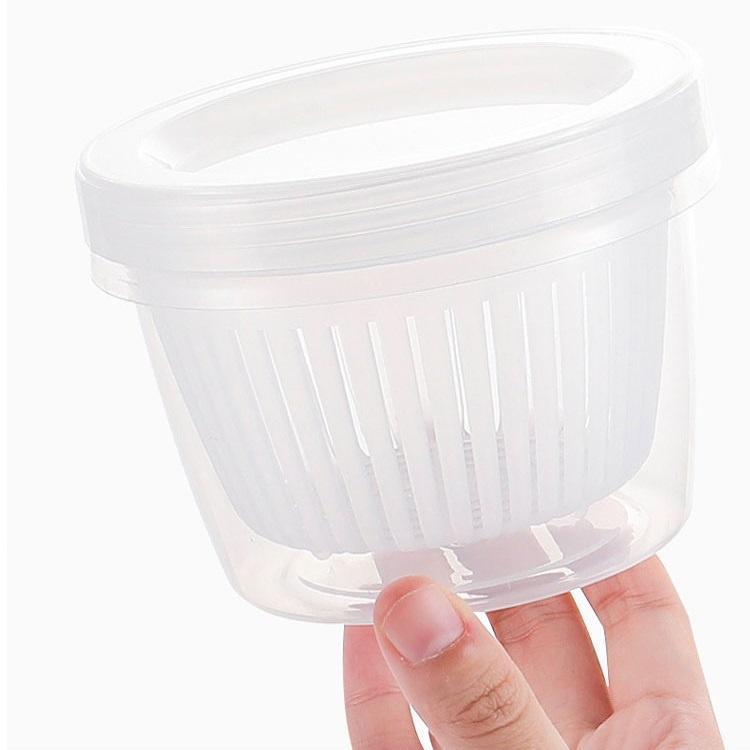 Hộp nhựa đựng thực phẩm, hành lá, gừng, tỏi, ớt để tủ lạnh 2 lớp trong suốt