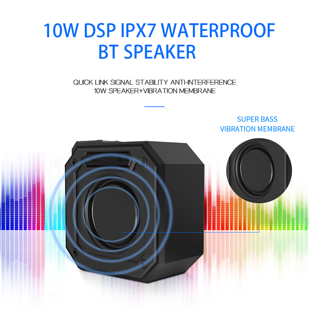 Loa Ngoài Trời Bluetooth Không Dây Không Thấm Nước X1 IPX7 TWS Âm Thanh Siêu Trầm 10w Hỗ Trợ Thẻ TF AUX IN