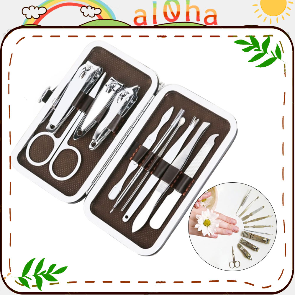 Bộ 10 món làm móng bấm, cắt móng tay, lấy ráy tai Nail Clipper thép không gỉ - al0ha Shop