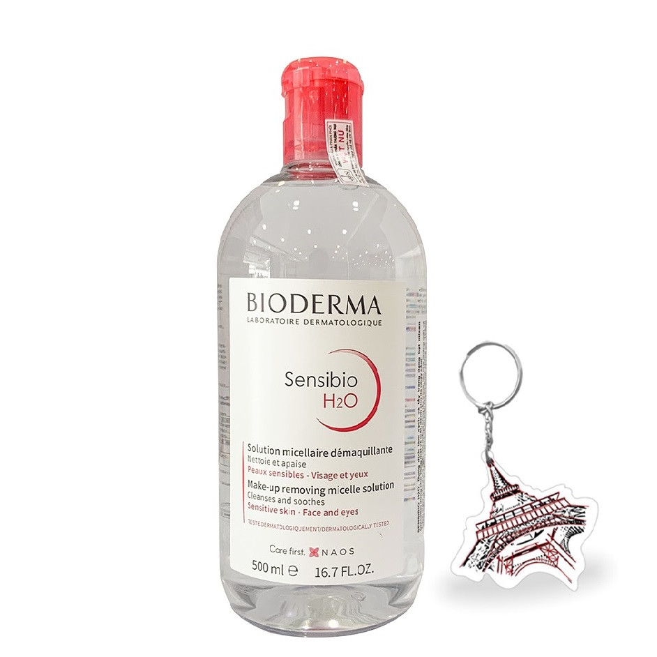 Nước Tẩy Trang BIODERMA SENSIBIO H2O Dành Cho Da Nhạy Cảm 500ml + Tặng Kèm 1 Móc Khóa Hình Tour Eiffel Viền Đỏ