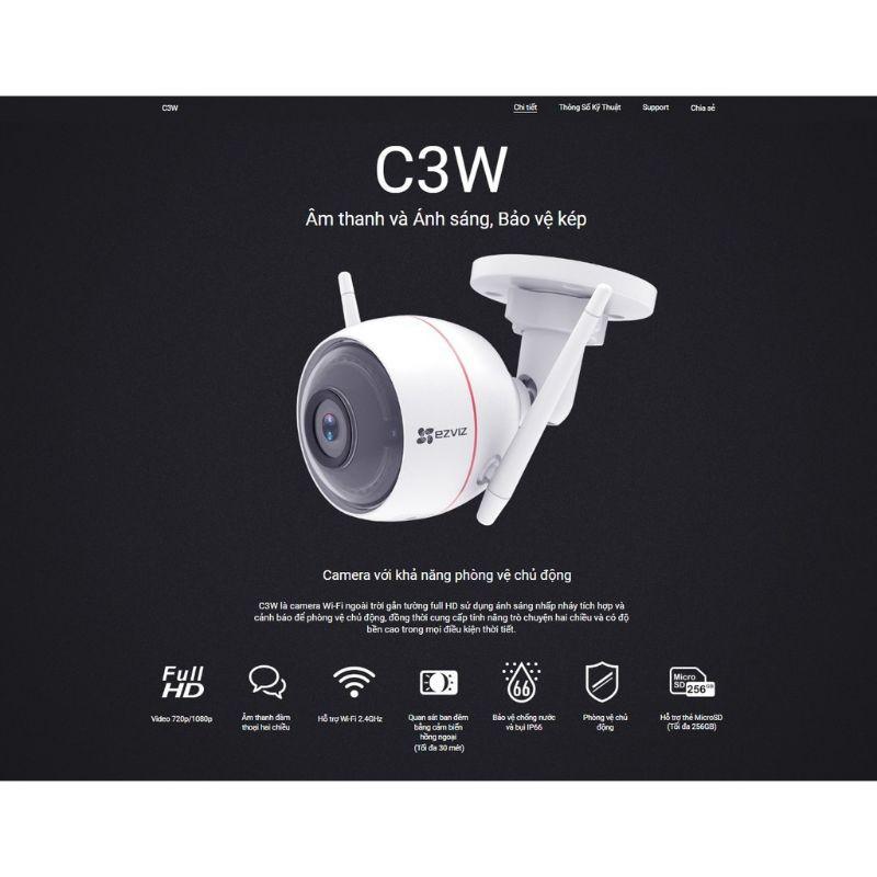 Camera 2M IP Wifi Ngoài Trời EZVIZ C3W 1080P FULLHD -Hàng Chính Hãng