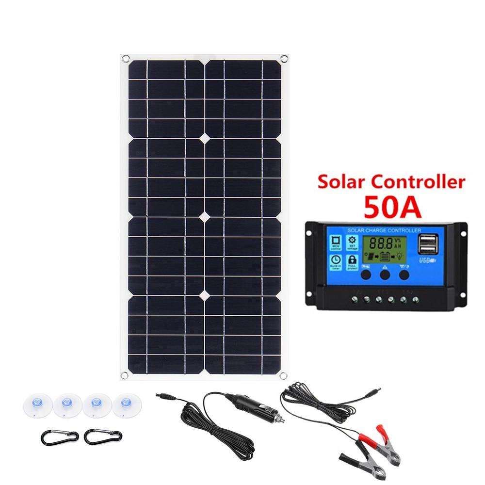 Bảng điều khiển năng lượng mặt trời 25W Pin năng lượng mặt trời 12V Bộ điều khiển 10A-60A Bảng điều khiển năng lượng mặt trời cho điện thoại RV Xe MP3 PAD Sạc Cung cấp pin ngoài trời Màu sắc: 4 BỘ