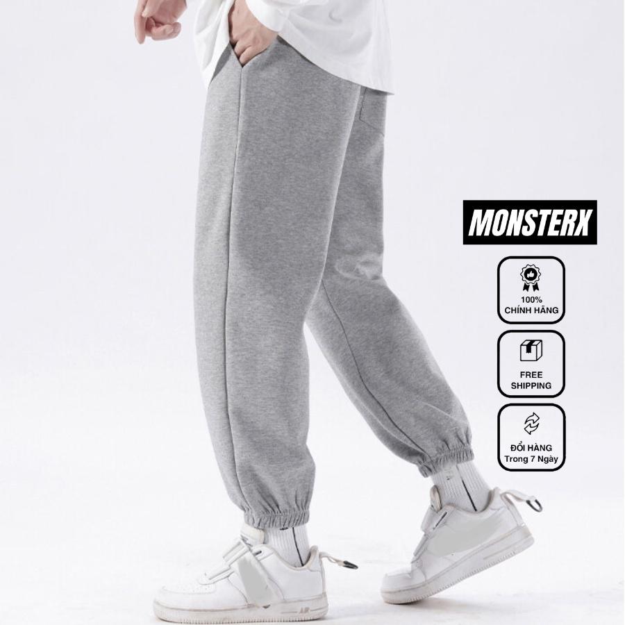 Quần jogger BÓ CHUN unisex MonsterX thể thao nam nữ nỉ cao cấp nỉ bông bigsize thu đông basic pants ulzzang