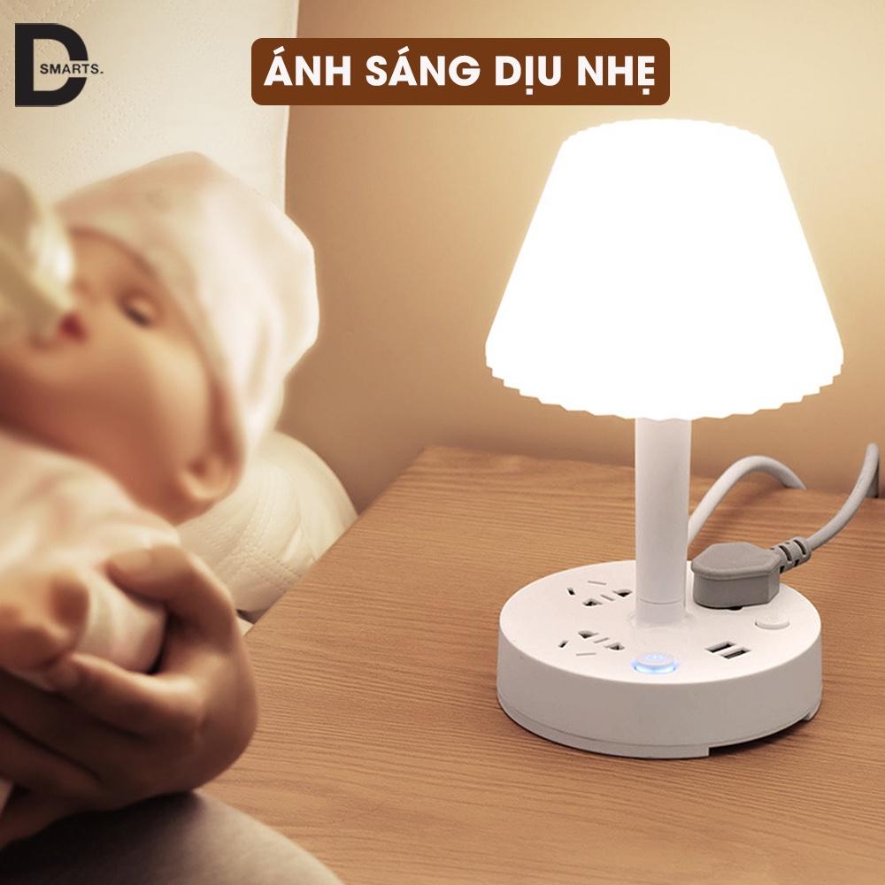 Đèn ngủ hình nấm điều chỉnh màu ánh sáng, tích hợp ổ cắm điện đa năng có cổng sạc USB - dsmart