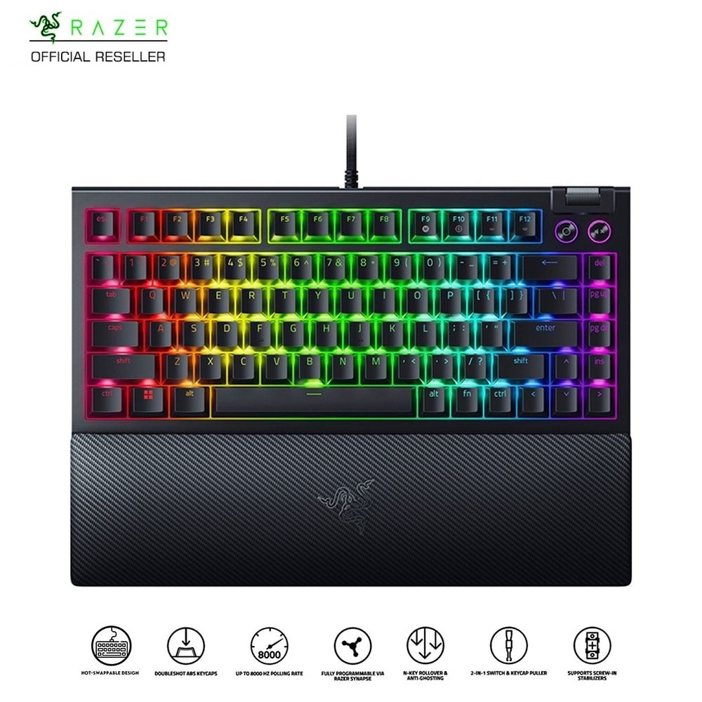 Bàn phím cơ Razer BlackWidow V4 75% - Hot-swappable Mechanical Gaming Keyboard - Hàng chính hãng, bảo hành 2 năm