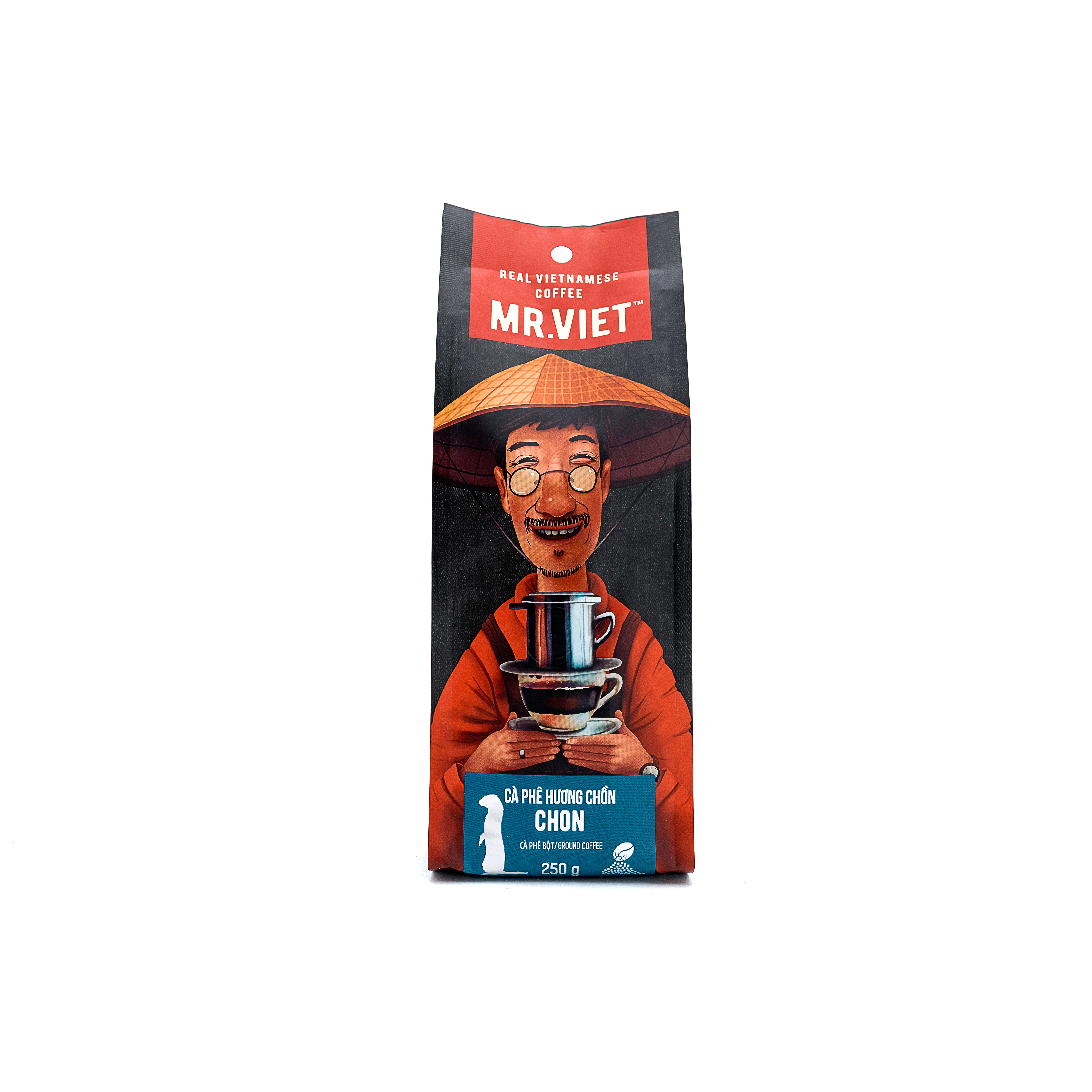 Cà phê Hương Chồn Rang Xay Túi 250g (Cafe Mr Viet Weasel Ground Cofee 250gr Bag)