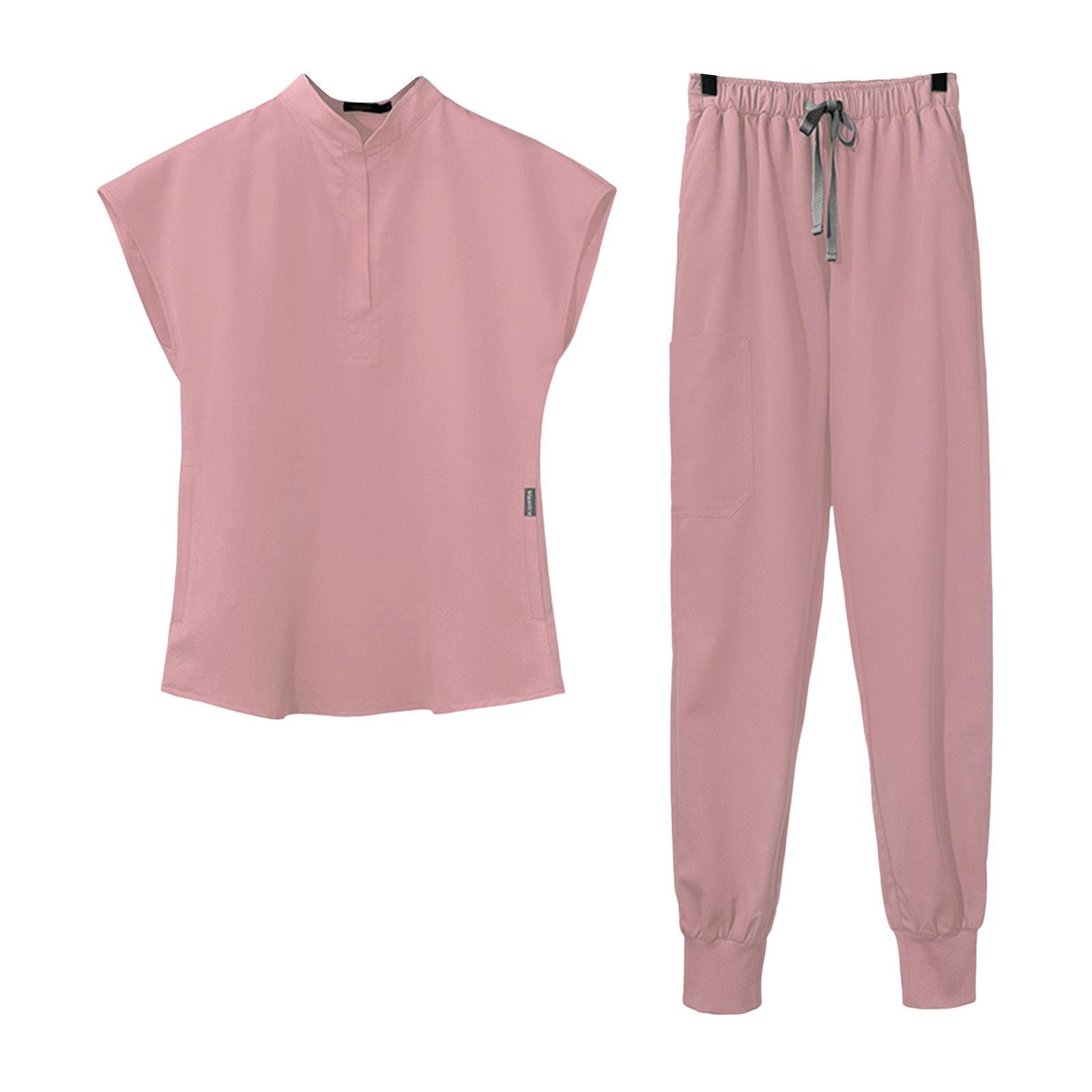 Scrub Set for Women V Neck Scrub Top and Pants Work Clothes Hospital Uniform