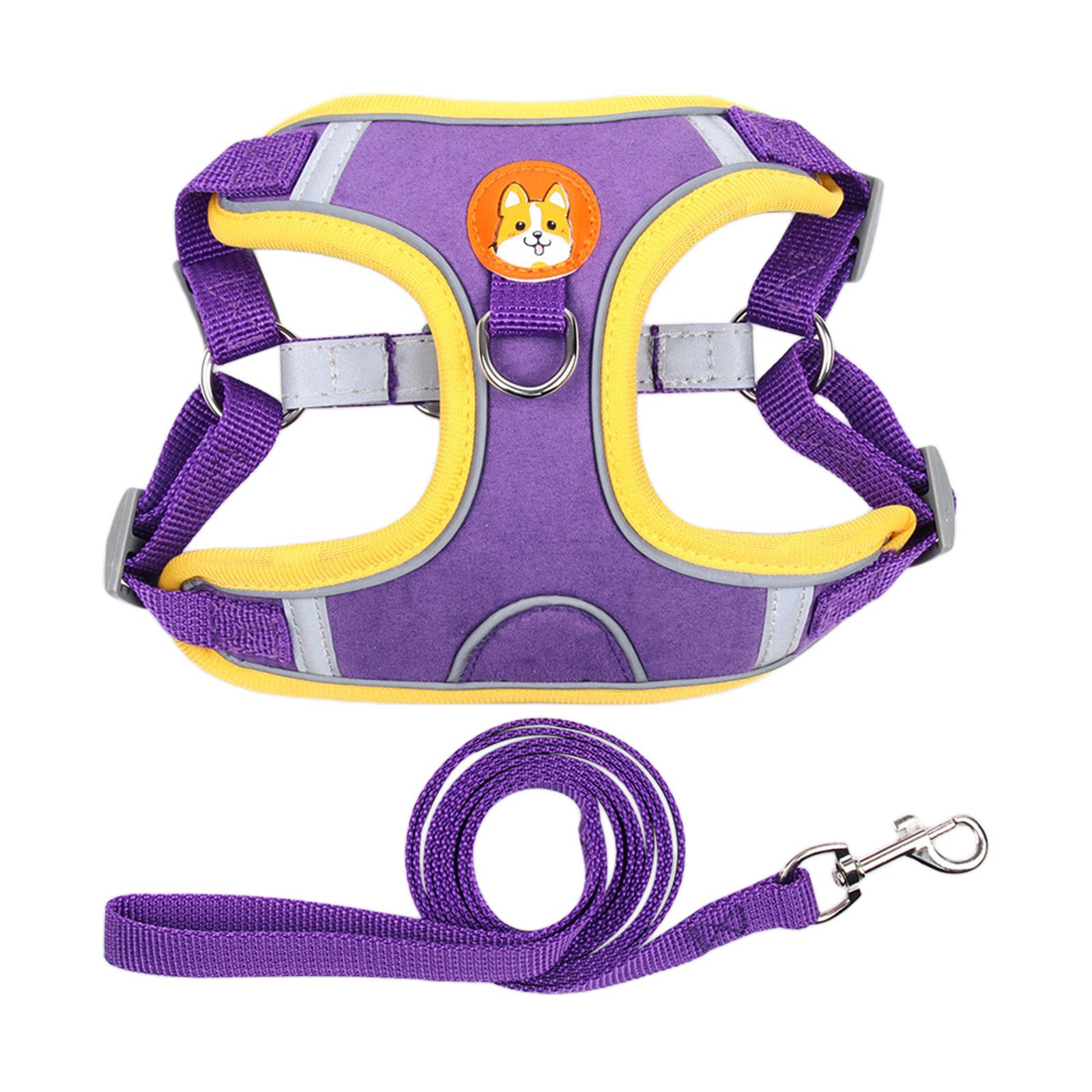 Dog Harness Leashs Set Soft Padded Adjustable for Puppy Reflective S