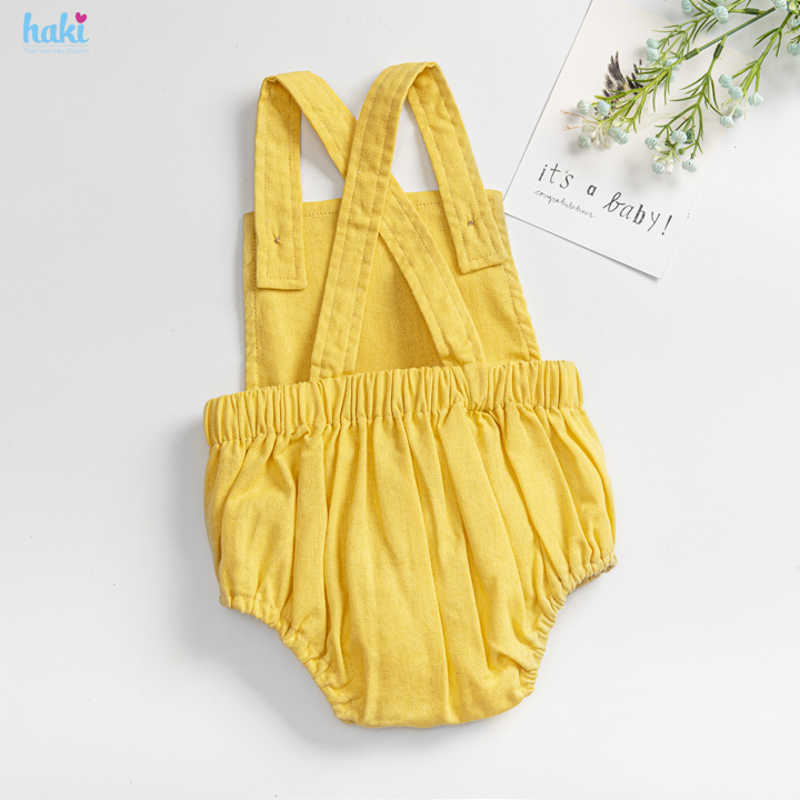 Bộ romper linen lưng chun cho bé trai bé gái Haki BL001, bộ body cho bé, baby bodysuit, set áo liền quần cho bé từ 6-13kg