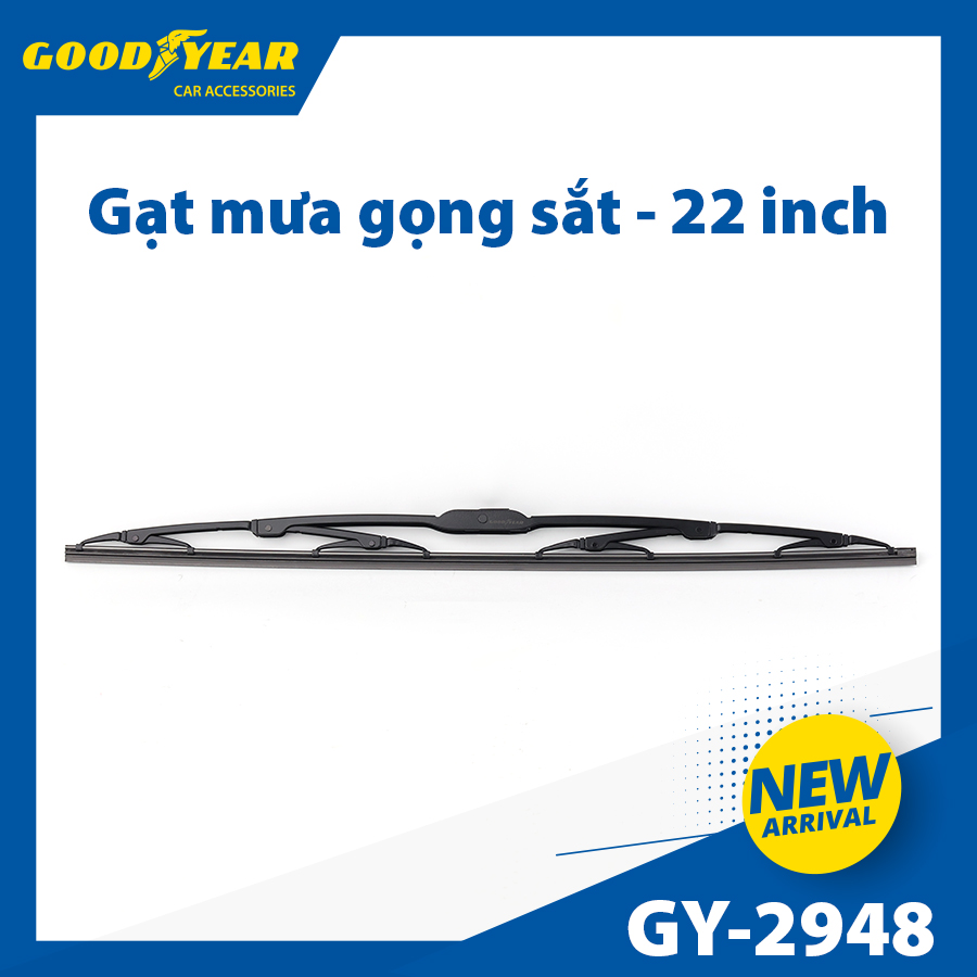 Gạt Mưa Gọng Sắt GOODYEAR GY-2948 (22 Inch/550 mm) Phù Hợp Nhiều Dòng Xe Thông Dụng - Nhập Khẩu Chính Hãng