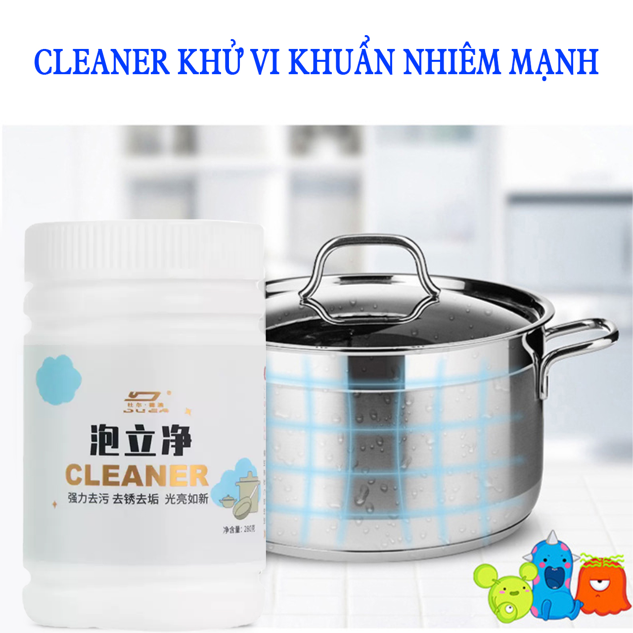 Bột cọ xoong nồi cleaner 280g giúp tẩy vết ố mảng bám vệ sinh nhà bếp đa năng