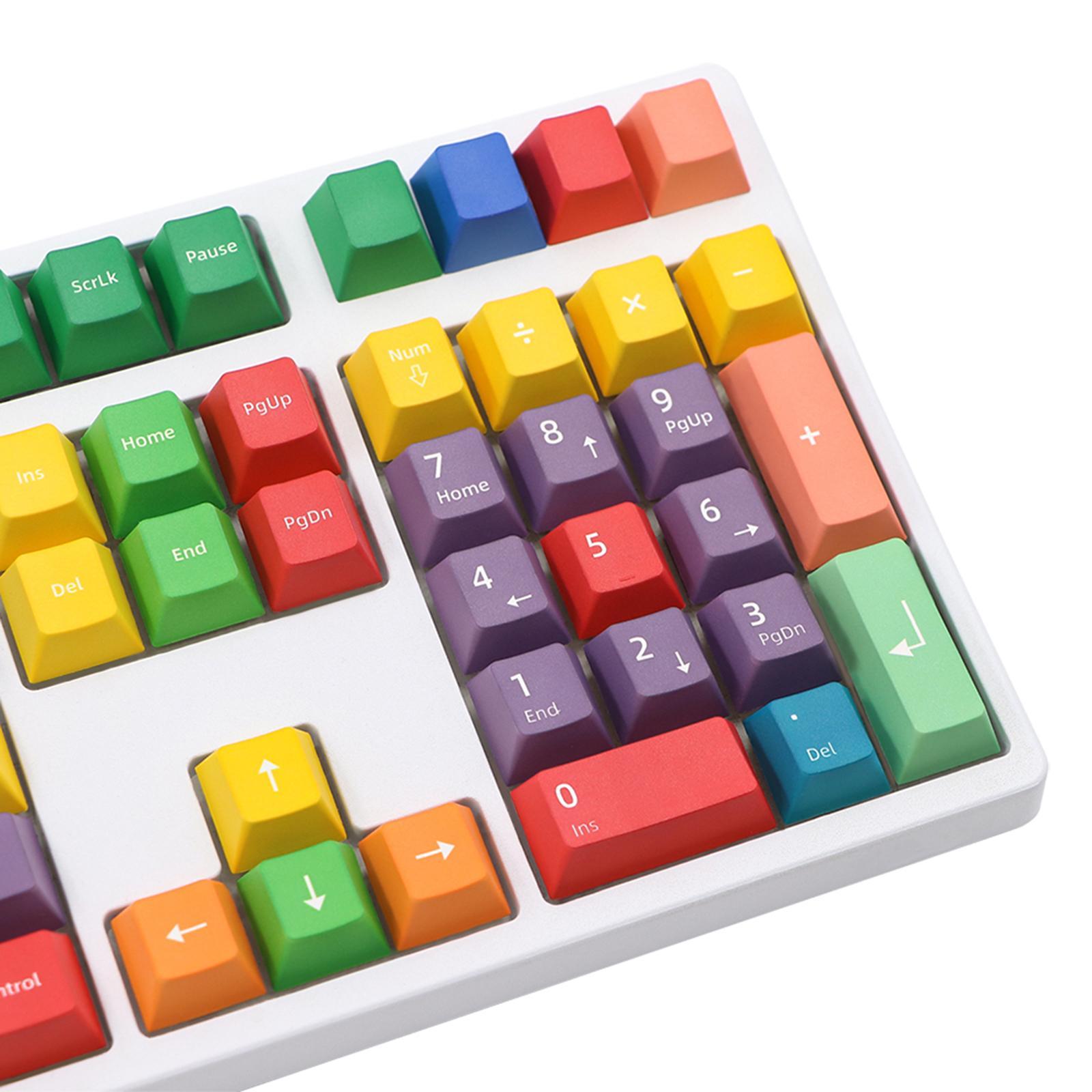 112 Keys, Plastic Rainbow Keycaps Double Shot Switches DIY Keyboard Accessories for Cherry MX 68 72 87 Keys Mechanical Keyboards Gaming ,Only Keycaps