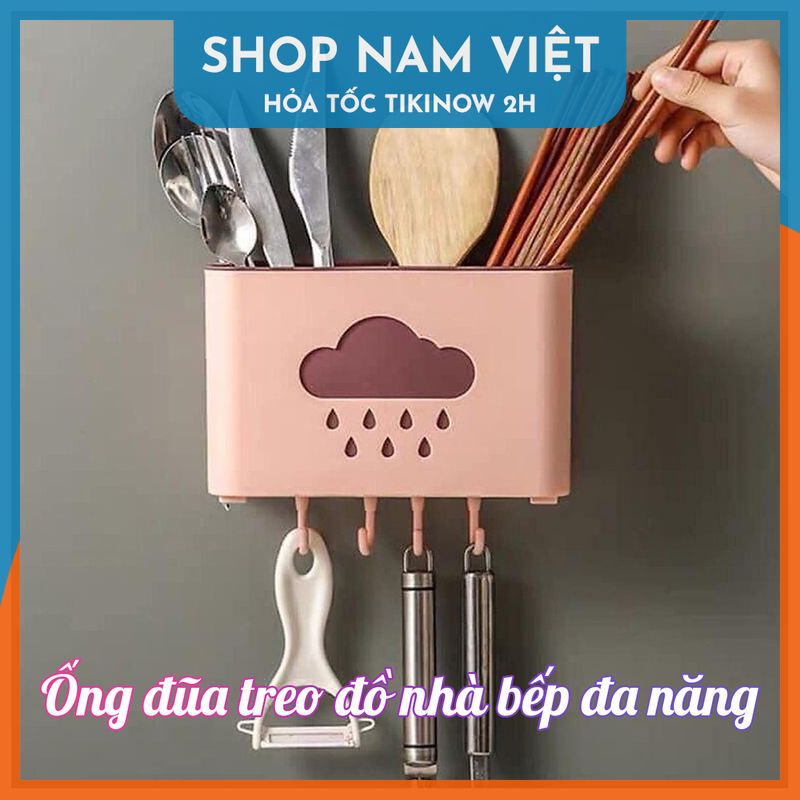 Ống Muỗng Đũa Treo Đồ Nhà Bếp Dán Tường Đa Năng Hình Đám Mây