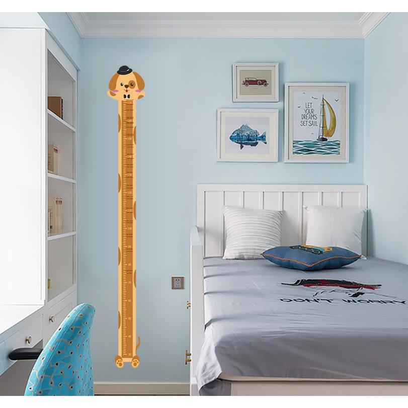 Decal dán tường thước đo chiều cao trẻ em bé hình con vật