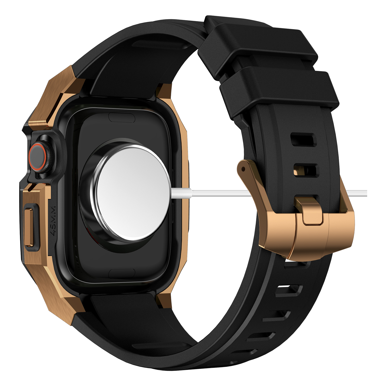 Ốp Case Vỏ Thép Không Gỉ bảo vệ tích hợp dây đeo Fluororubber cho Apple Watch Series 10 Size 46mm - Hàng Chính Hãng