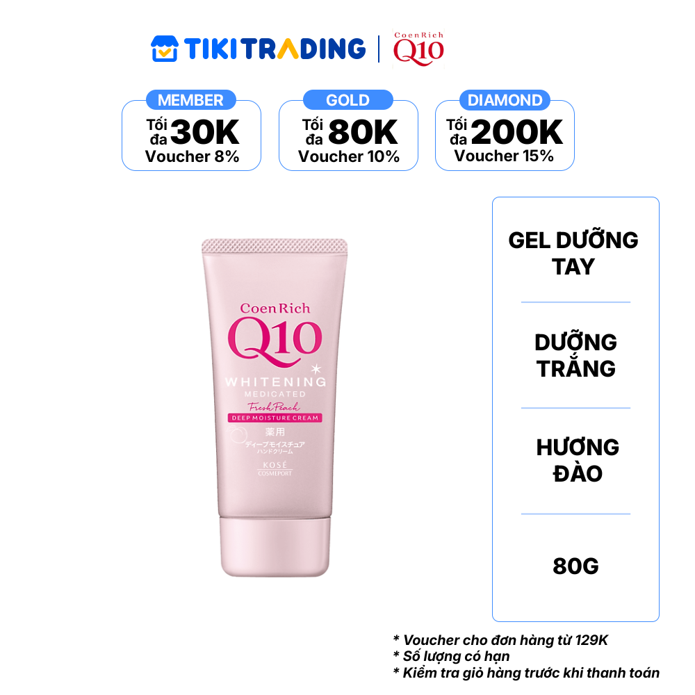 Kem dưỡng da tay sâu và dưỡng trắng COENRICH Q10 - hương đào (80 g/tuýp)