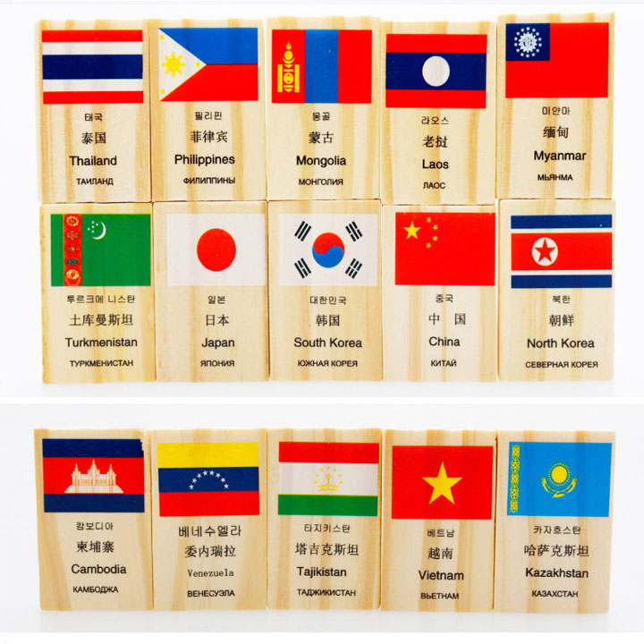 Bộ 100 domini cờ các quốc gia đồ chơi giáo dục