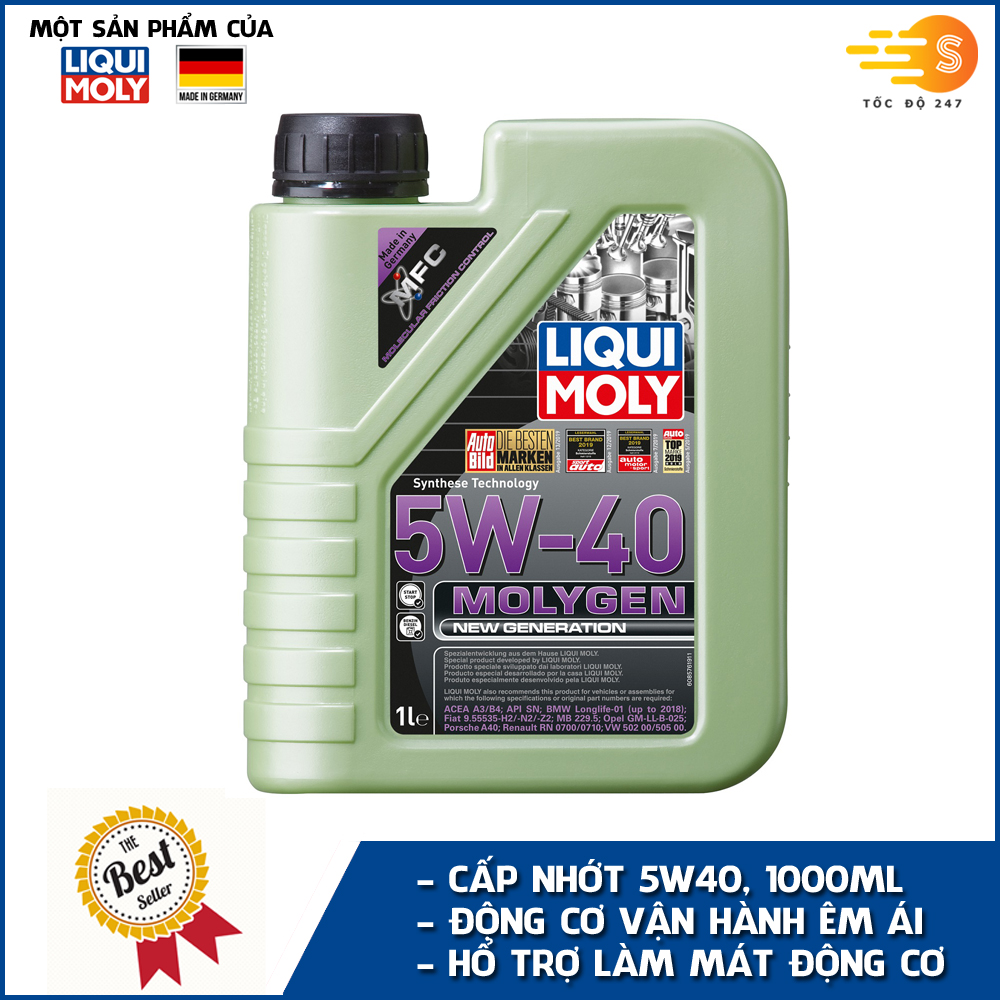 Dầu nhớt tổng hợp xe ga Molygen Liqui Moly 1L 5W40 - Tặng kèm 1 khăn lau chuyên dụng 3M màu ngẫu nhiên