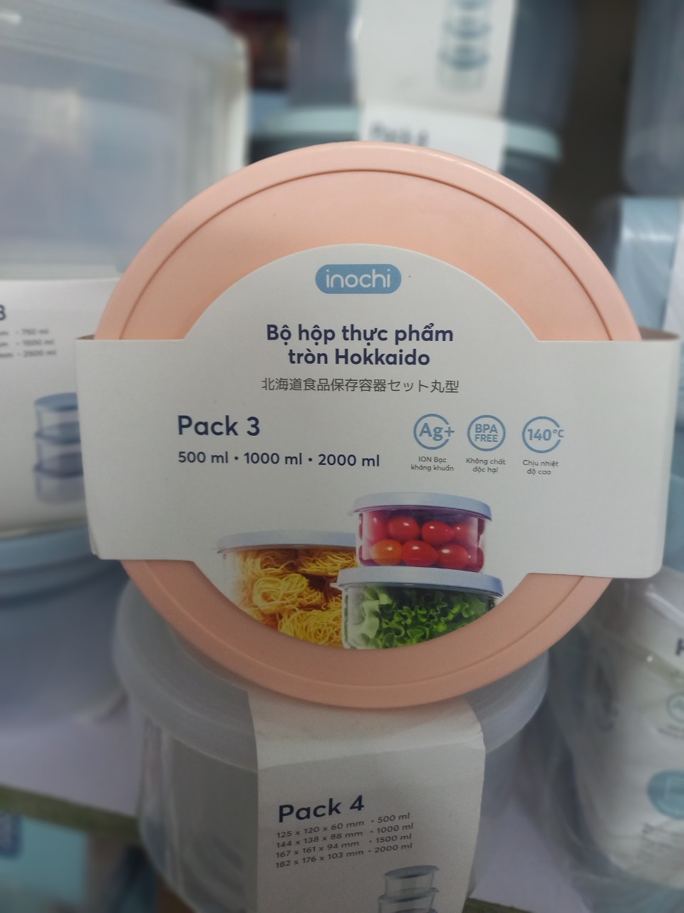 Bộ 3 hộp nhựa đựng thực phẩm (500-1000-2000ml) INOCHI 