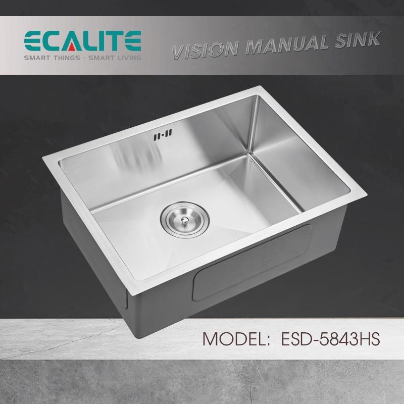 Chậu Rửa Chén Vision Manual Sink Ecalite ESD-5843HS - Chất Liệu Inox 304 Siều Bền - Ngang 58cm - Lắp Nổi/Lắp Âm - Hàng Chính Hãng