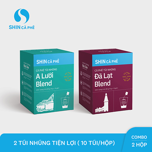 SHIN Cà Phê - Combo Cà phê Túi nhúng A Lưới và Đà Lạt hộp 10 gói