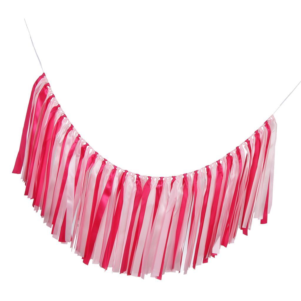 Wedding Satin Ribbon Bunting Banner Tassel Garland Wedding Decor