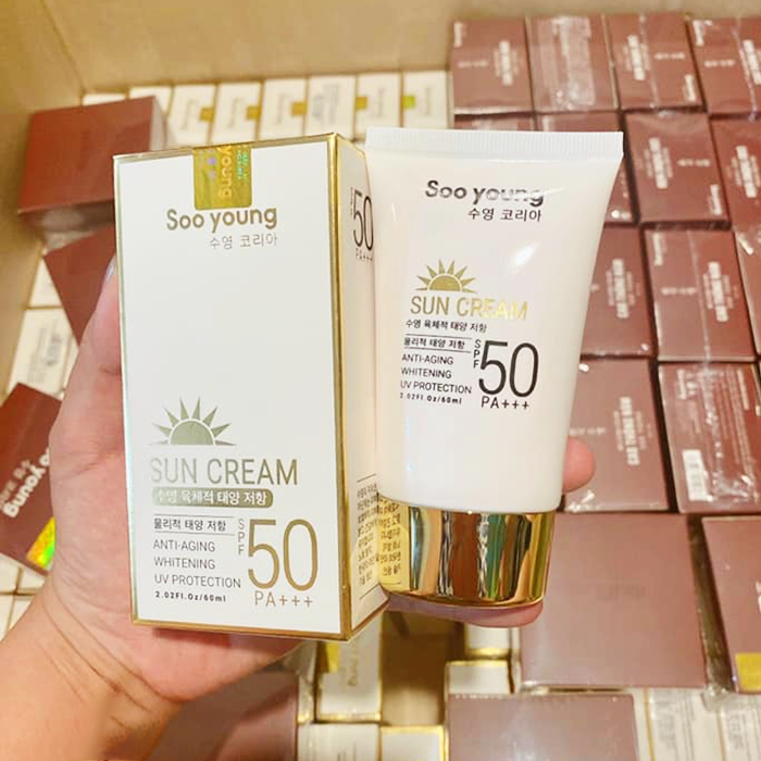 KEM CHỐNG NẮNG SUN CREAM SPS 50+ PA+++ SOO YOUNG