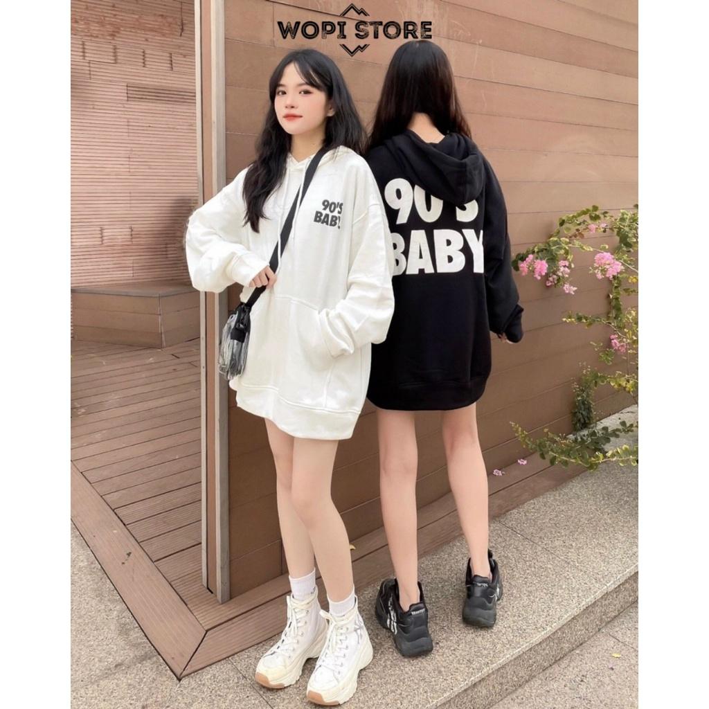 Áo Hoodie Form Rộng BABY Tay Dài Vải Nỉ Lót Bông Dày Dặn Ulzzang Unisex