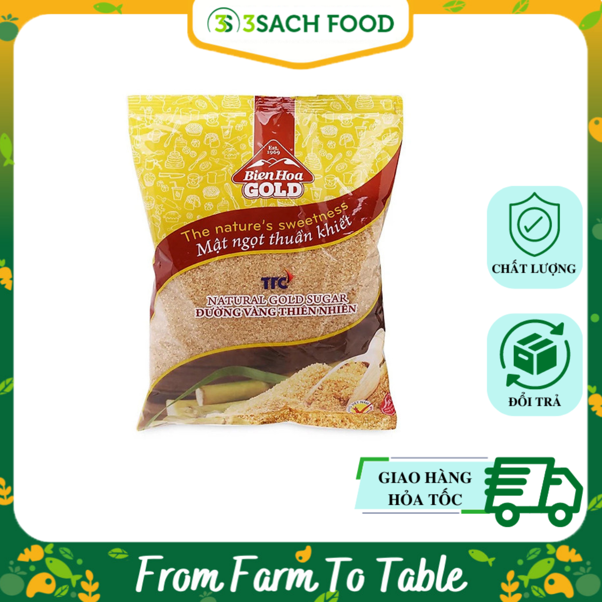 Đường vàng thiên nhiên Biên Hòa - gói 1kg