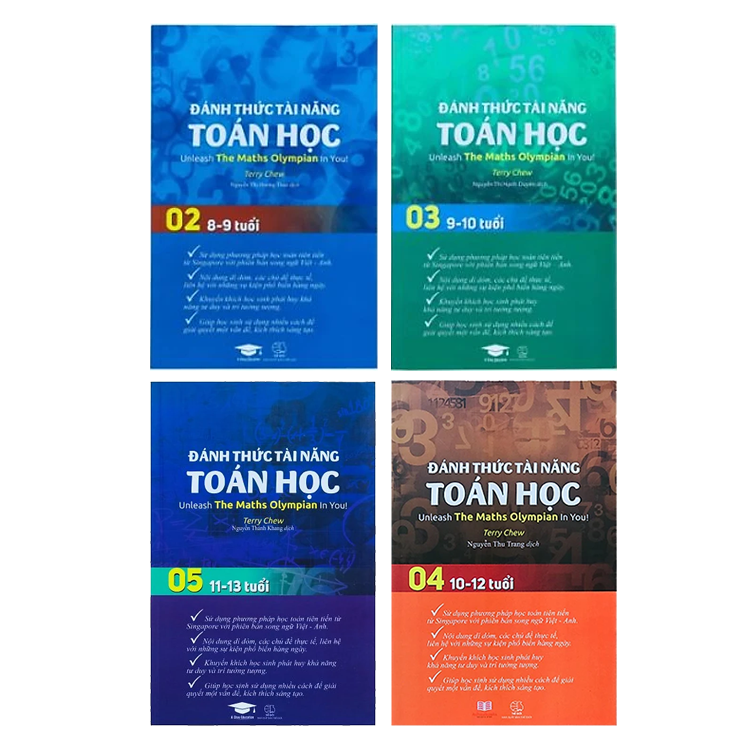 Sách Đánh Thức Tài Năng Toán Học 2, 3, 4, 5 ( Combo 4 Cuốn ) - Tổng hợp kiến thức toán học lớp 2 đến lớp 6, Hiệu sách Genbooks