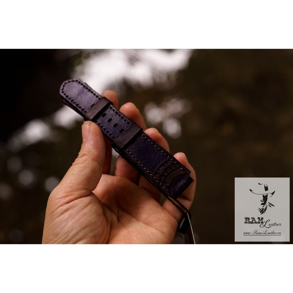 DÂY ĐỒNG HỒ TRỐNG ĐỒNG CASIO AE1200/SEIKO5 DA BÒ THẬT VIOLET