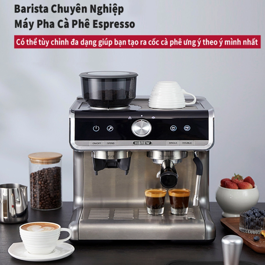 Máy pha cà phê Espresso chuyên nghiệp 3 trong 1 thương hiệu cao cấp HiBREW CM5020 áp suất 20 bar - Hàng Nhập Khẩu