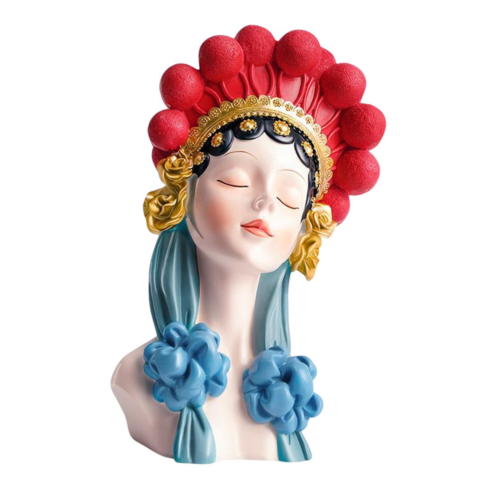Opera Girls Statue Ornament Handicraft Resin Craft Chinese Traditional Girls Figurine for Office Desktop Bedroom Cabinet Decor