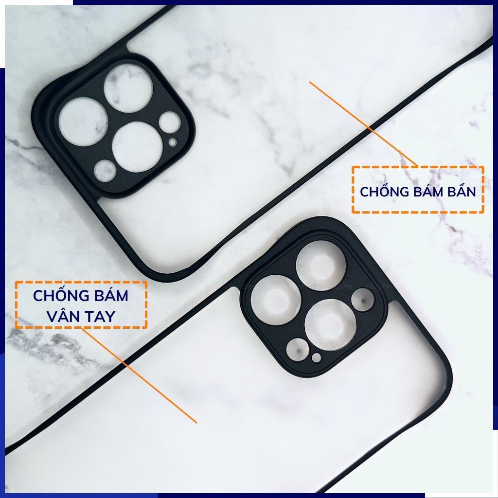 Ốp lưng ip 13 pro max 13 13 pro 12 pro max 12 12 pro nửa cạnh lưng nhám chống bám vân tay bảo vệ camera huỳnh tân