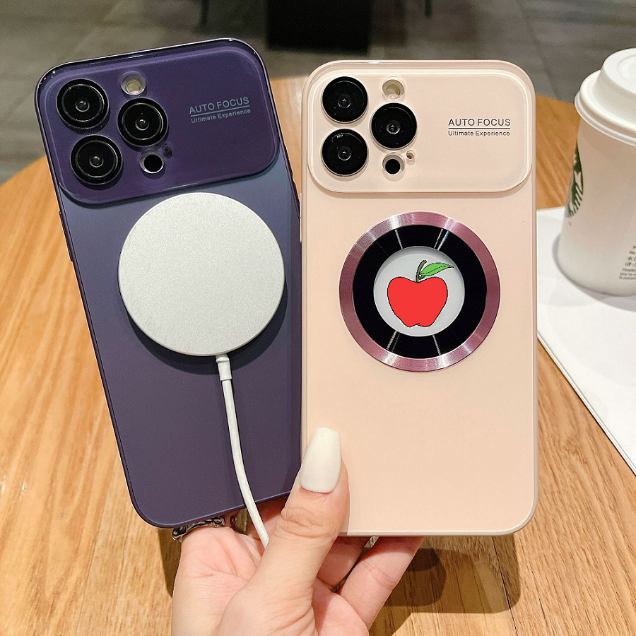 Ốp lưng cho iPhone 11/12/13/14 Pro Max lưng nhám hở Táo sạc tính,bảo vệ camera cực đẹp
