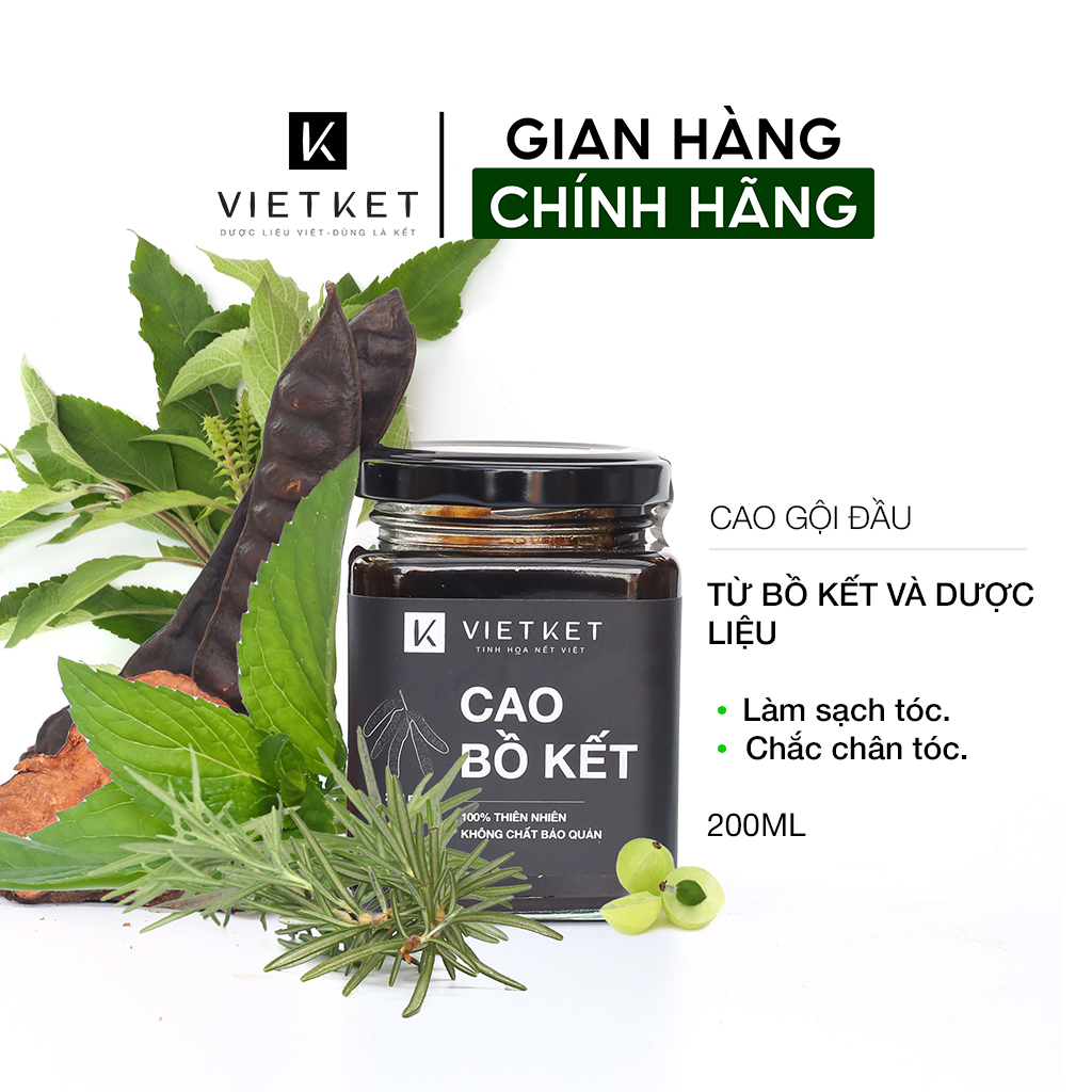 Cao gội đầu bồ kết bạc hà VIETKET 200ml - giảm gàu, giảm rụng, tóc khỏe