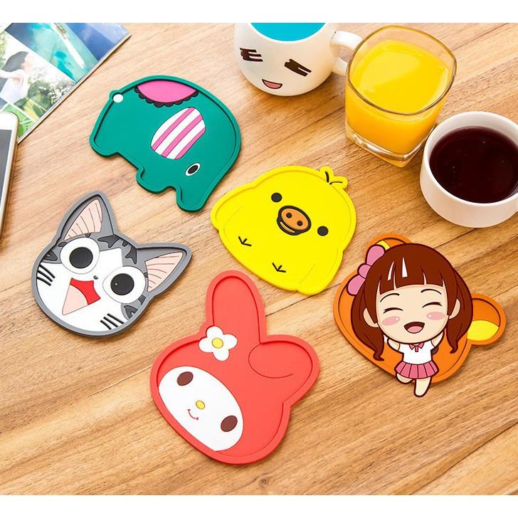 ĐẾ LÓT LY TẤM LÓT LY BẰNG SILICONE HÌNH THÚ GIỮ BÀN LUÔN KHÔ THOÁNG TIỆN DỤNG