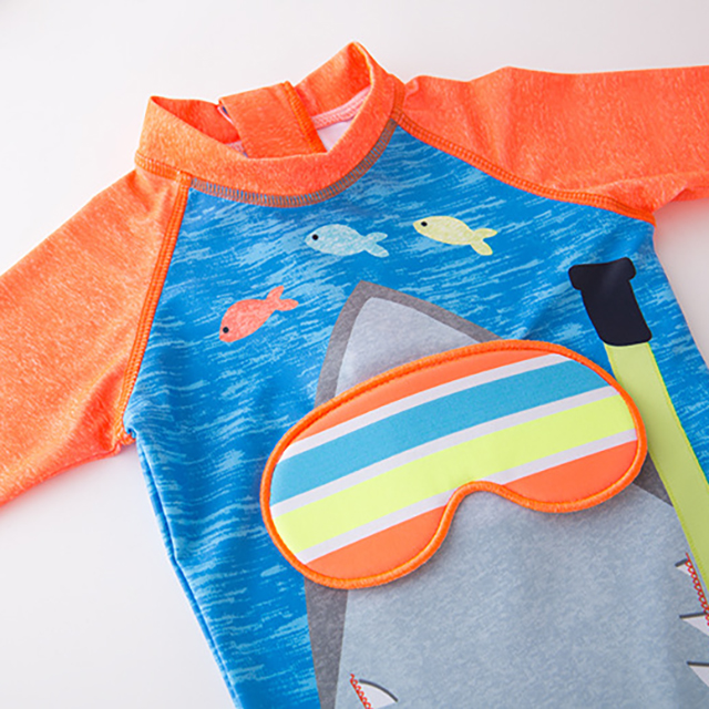Đồ bơi bé trai cá mập đeo kính cam liền thân kèm mũ chống nắng chất không thấm nước 1-8T cực đẹp - Misolbooks