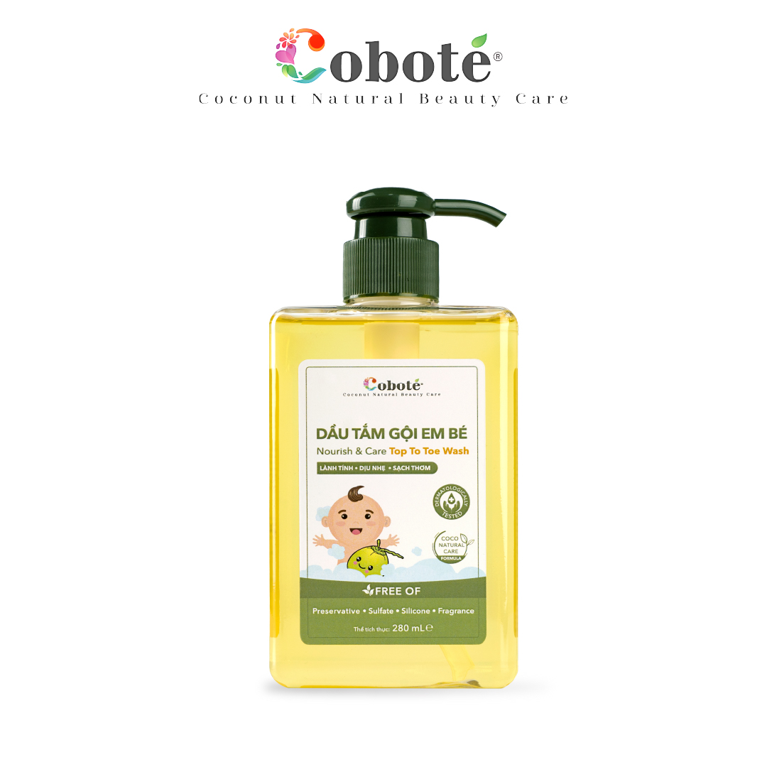 Dầu Tắm Gội Em Bé Coboté - Nourish & Care Top To Toe Wash 280ml