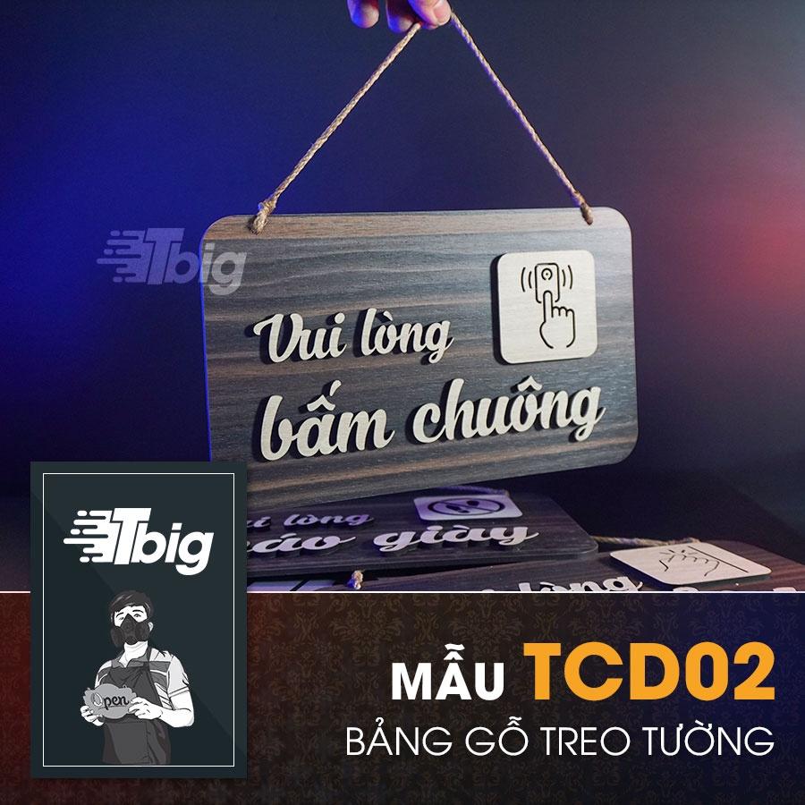 Bảng gỗ treo cửa vui lòng bấm chông mẫu TCD02