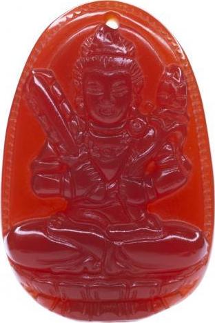 Mặt dây chuyền Hư Không Tạng Bồ Tát Mã Não Đỏ tự nhiên - Phật Độ Mạng cho người tuổi Sửu, Dần - PBMRAGA02