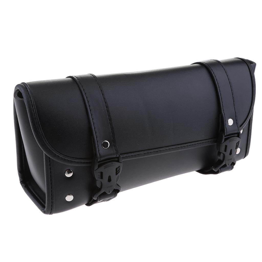 Leather Tool Bag Motorcycle Bike Handlebar Pouch Storage Bag Fork