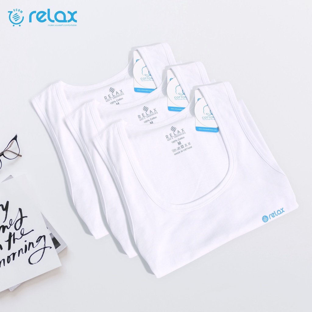 áo ba lỗ nam trắng cotton cao cấp chính hãng relax, áo lót nam trằng RA01